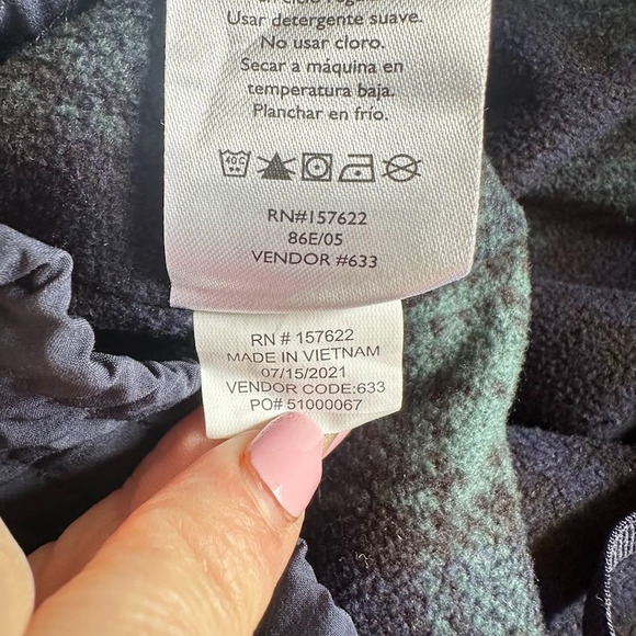 Eddie Bauer Pants Womens 14 Blue Fleece Plaid Lined Cargo Pockets Drawstring - Picture 8 of 11